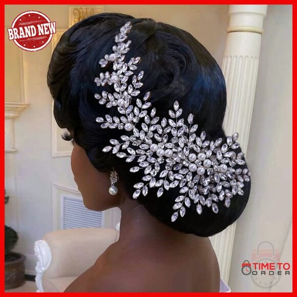 Crystal Pearl Rhinestone Bridal Hair Comb Wedding Accessory 24cm main image 7